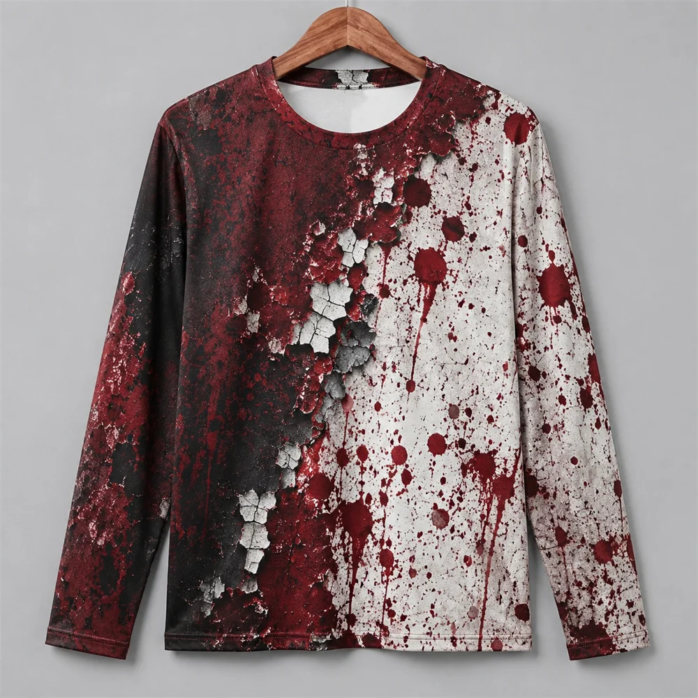 Men'S Fashion T Shirts - 3D Print Horror Red Blood Stains