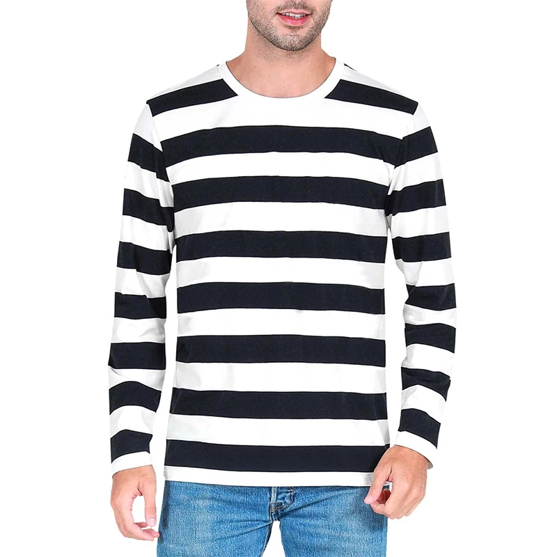 Men'S Fashion T Shirts - Contrast Stripe 3D Print Men Long