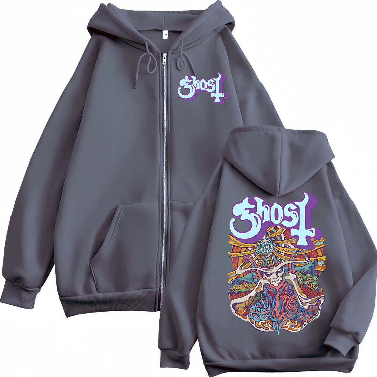 Ghost Band Graphic Zipper Hood - огляд і ціна Mens Fashion Zip Up Hoodies