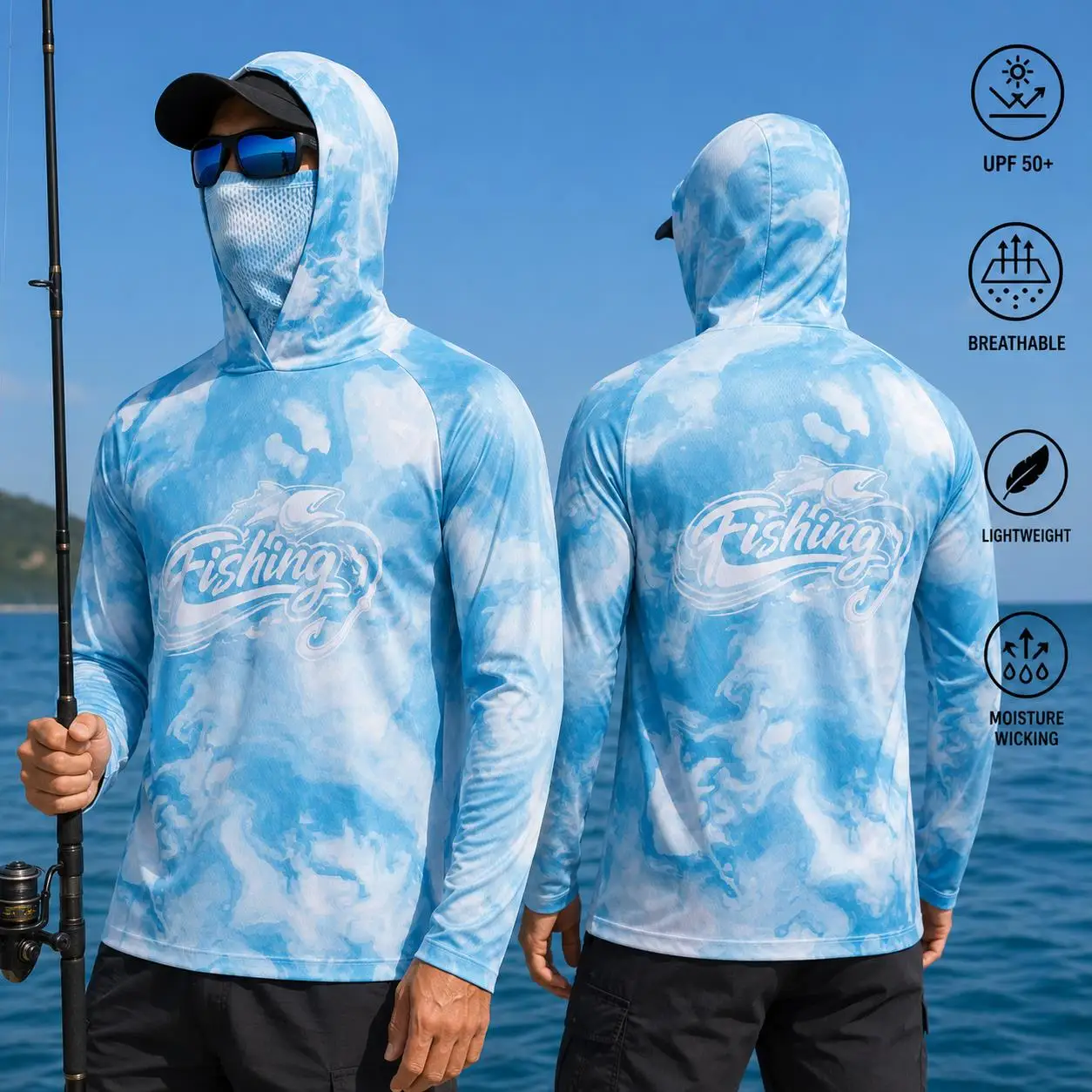 Mens Fishing Hooded Shirt UPF5 - огляд і ціна Mens Fashion Summer