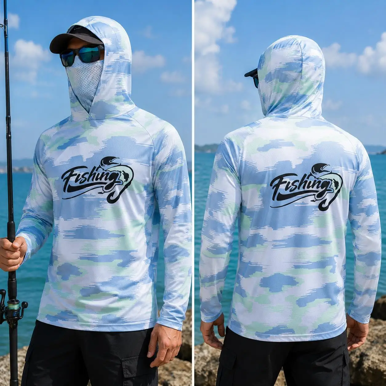 Mens Fishing Hooded Shirt UPF5 - огляд і ціна Mens Fashion Summer