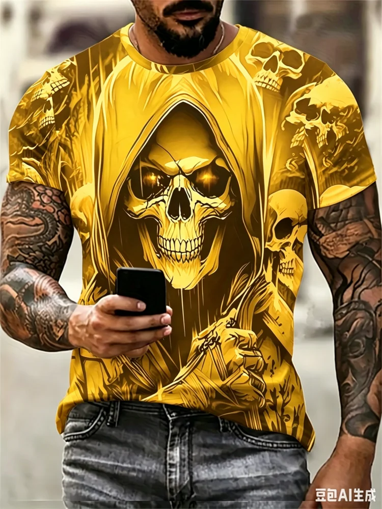 Fashion Men's 3D Skull Print S - огляд і ціна Mens Fashion Summer