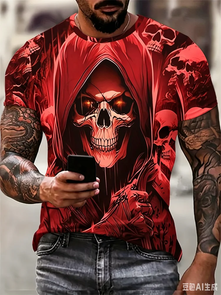 Fashion Men's 3D Skull Print S - огляд і ціна Mens Fashion Summer