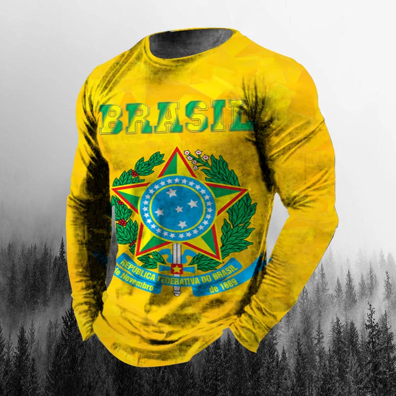 Vintage Brazilian Flag 3D Prin - огляд і ціна Mens Fashion Clothes
