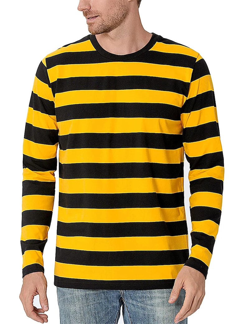 Fashion Contrast Stripe 3D Pri - огляд і ціна Men'S Fashion T Shirts