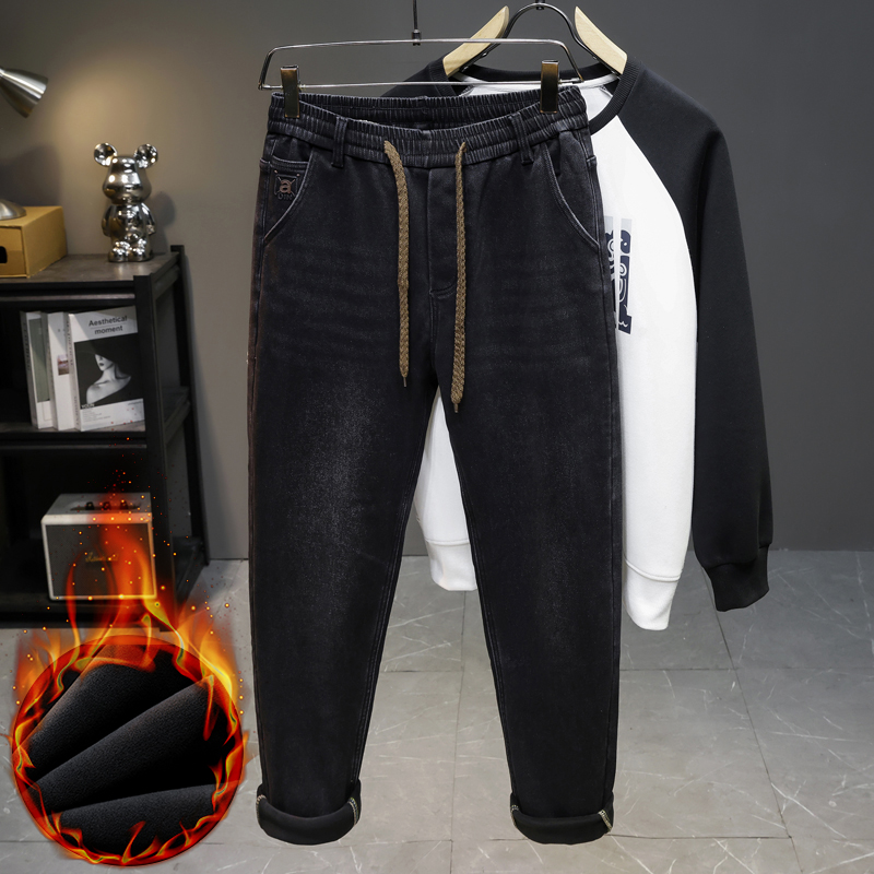 Men Winter New Fleece Jeans El - огляд і ціна Men'S Fashion Grey Jeans