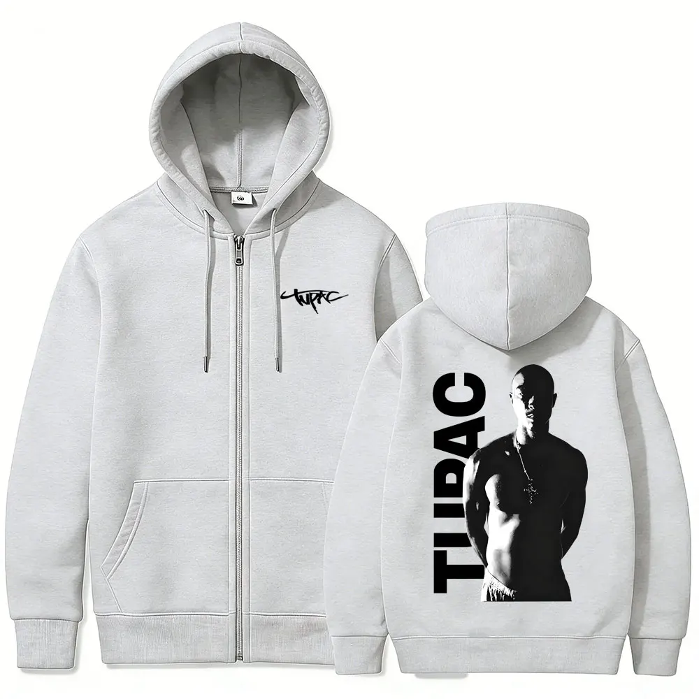 Rapper Tupac 2pac Zipper Hoodi - огляд і ціна Mens Fashion Zip Up Hoodies